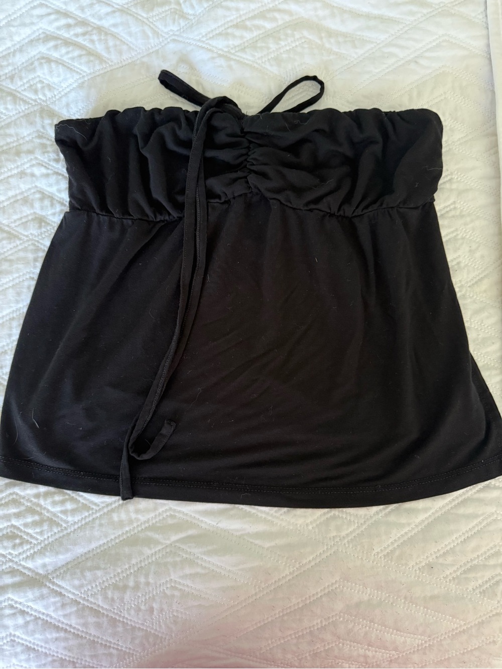 Brandy Melville Black Strapless Drawstring Tube Top